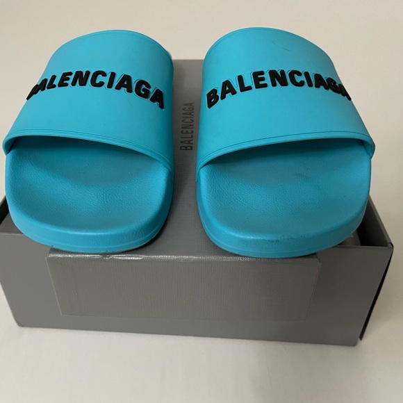 BALENCIAGA MEN POOL SLIDE TURQUOISE 46EU/13US - Picture 9 of 16